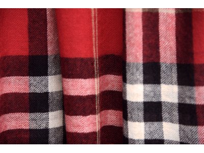 Wollen sjaal, rood, zwart en offwhite, ruiten