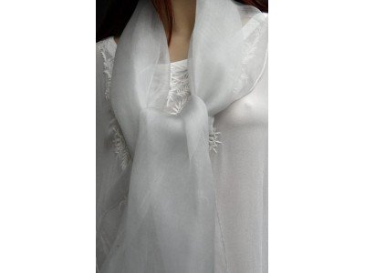 Elegante organza zijden sjaal, artic wolf, pastelgrijs