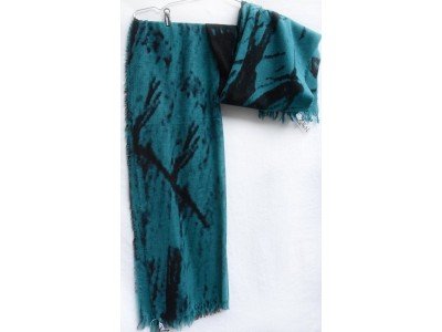 Klein wollen sjaaltje, turquoise met zwart, uniseks