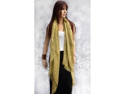 Pareo of sjaal, viscose, licht geel en grijs