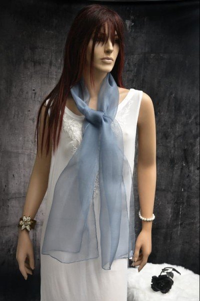 Elegante organza zijden sjaal, quiet shade, lichtgrijs