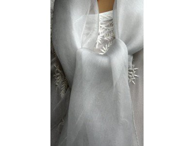 Elegante organza zijden sjaal, artic wolf, pastelgrijs
